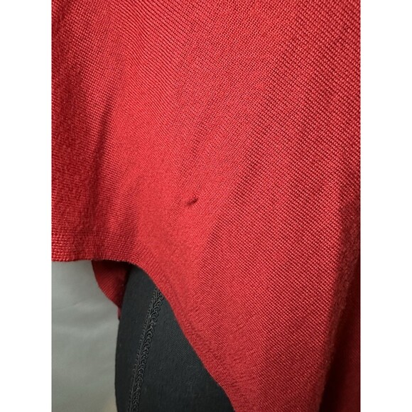 EILEEN FISHER Merino Wool Red Turtle-Neck Asymmetrical Poncho Sweater Women's OS - Picture 5 of 9